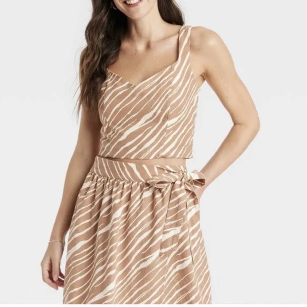NWT - Women’s A New Day Linen Blend Cropped Tank Top Brown